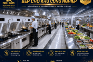 🔥 GIẢI PHÁP BẾP 1 CHIỀU CHUẨN CÔNG NGHIỆP – GIA CÔNG HIỆN ĐẠI TỪ INOX MINH QUÂN 🔥